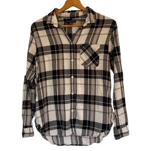 {American Eagle} Black & White Plaid Flannel - Medium